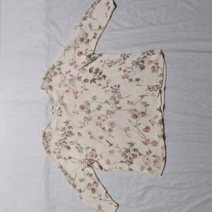 J Jill Linen Knit Lightweight Semi Sheer Floral Print Beachy Top Size SP